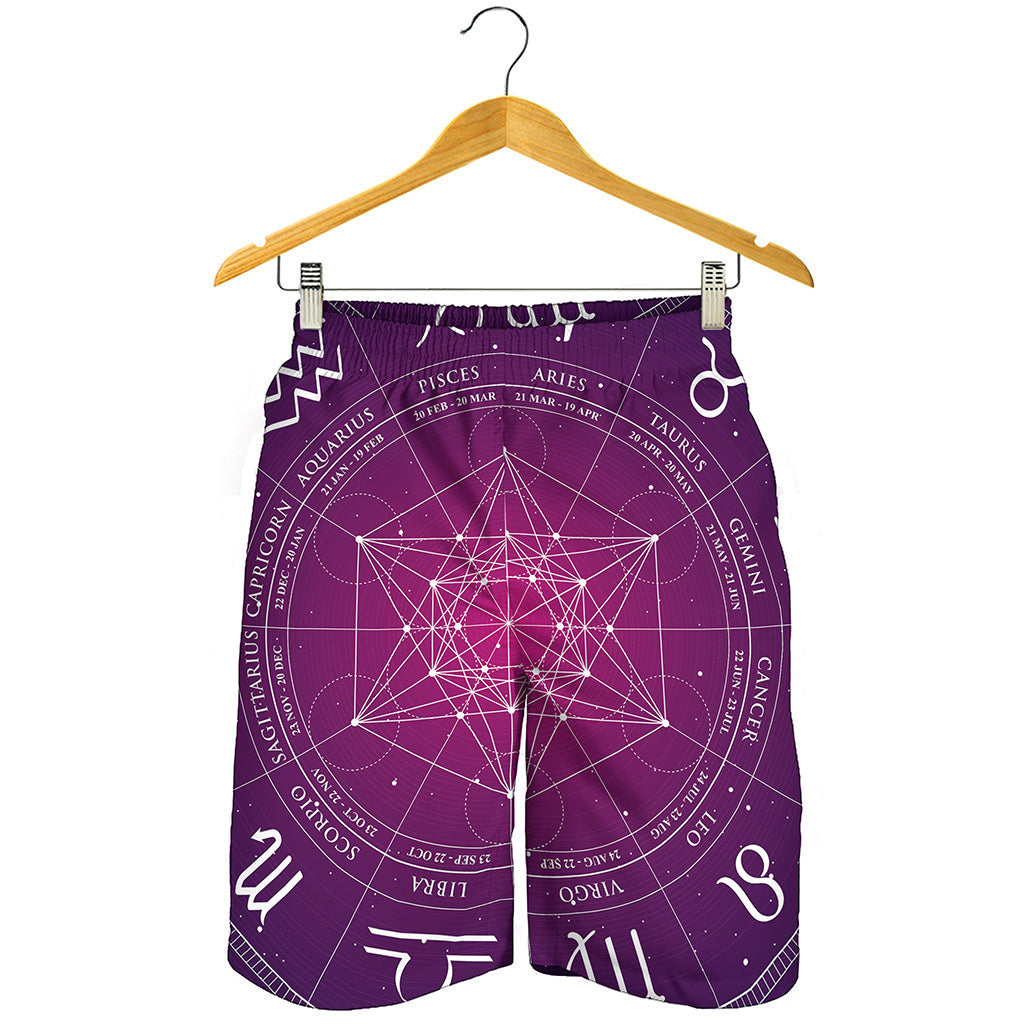 Geometric Zodiac Calendar Print Men's Shorts