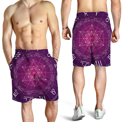 Geometric Zodiac Calendar Print Men's Shorts