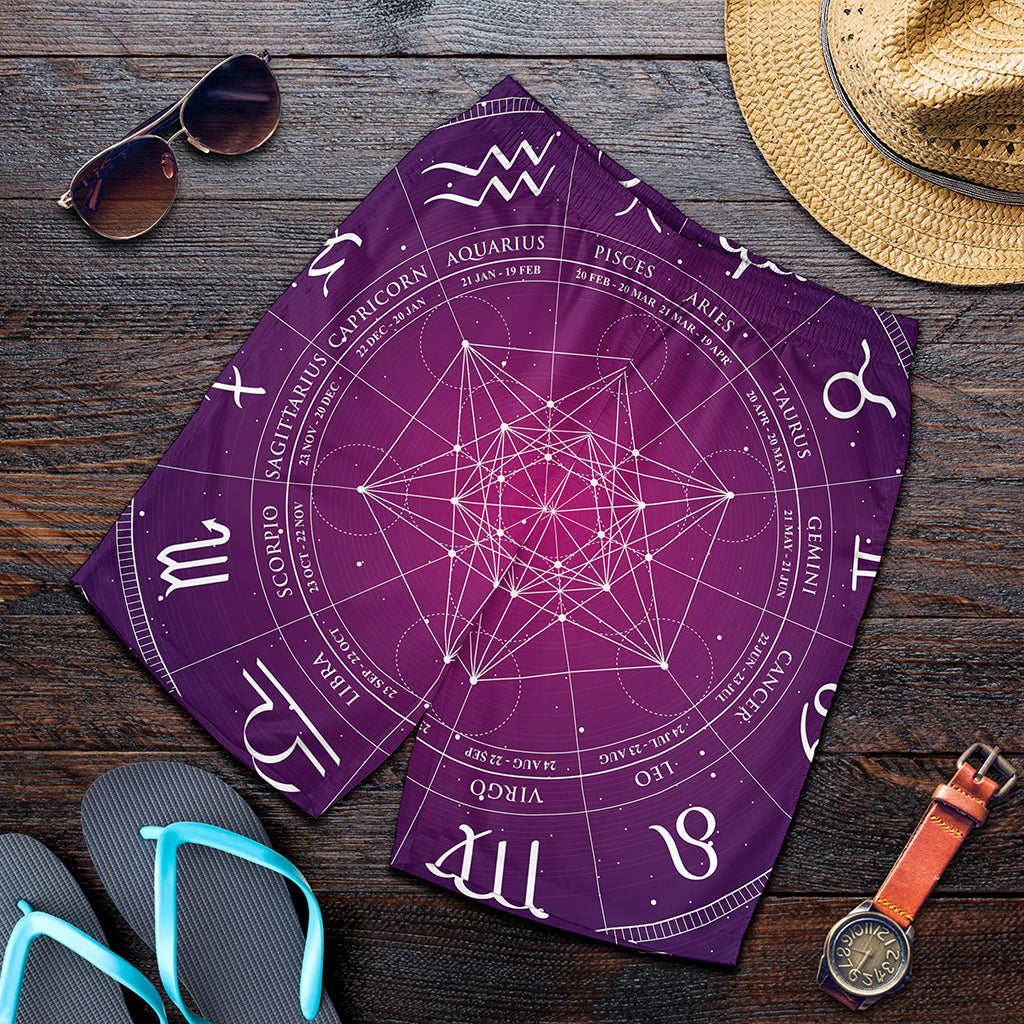 Geometric Zodiac Calendar Print Men's Shorts