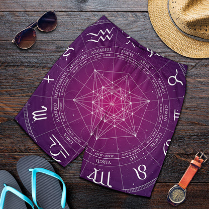 Geometric Zodiac Calendar Print Men's Shorts