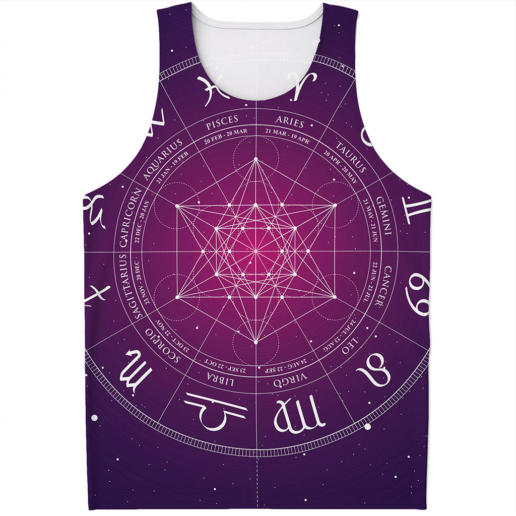 Geometric Zodiac Calendar Print Men's Tank Top