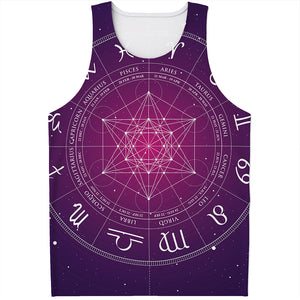 Geometric Zodiac Calendar Print Men's Tank Top