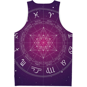 Geometric Zodiac Calendar Print Men's Tank Top