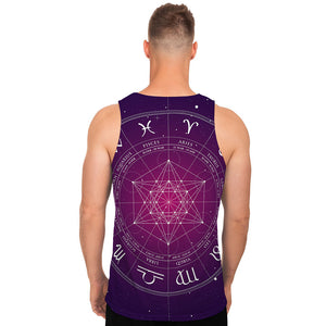 Geometric Zodiac Calendar Print Men's Tank Top