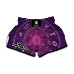 Geometric Zodiac Calendar Print Muay Thai Boxing Shorts