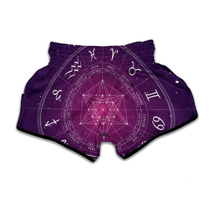 Geometric Zodiac Calendar Print Muay Thai Boxing Shorts