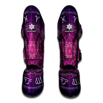 Geometric Zodiac Calendar Print Muay Thai Shin Guard