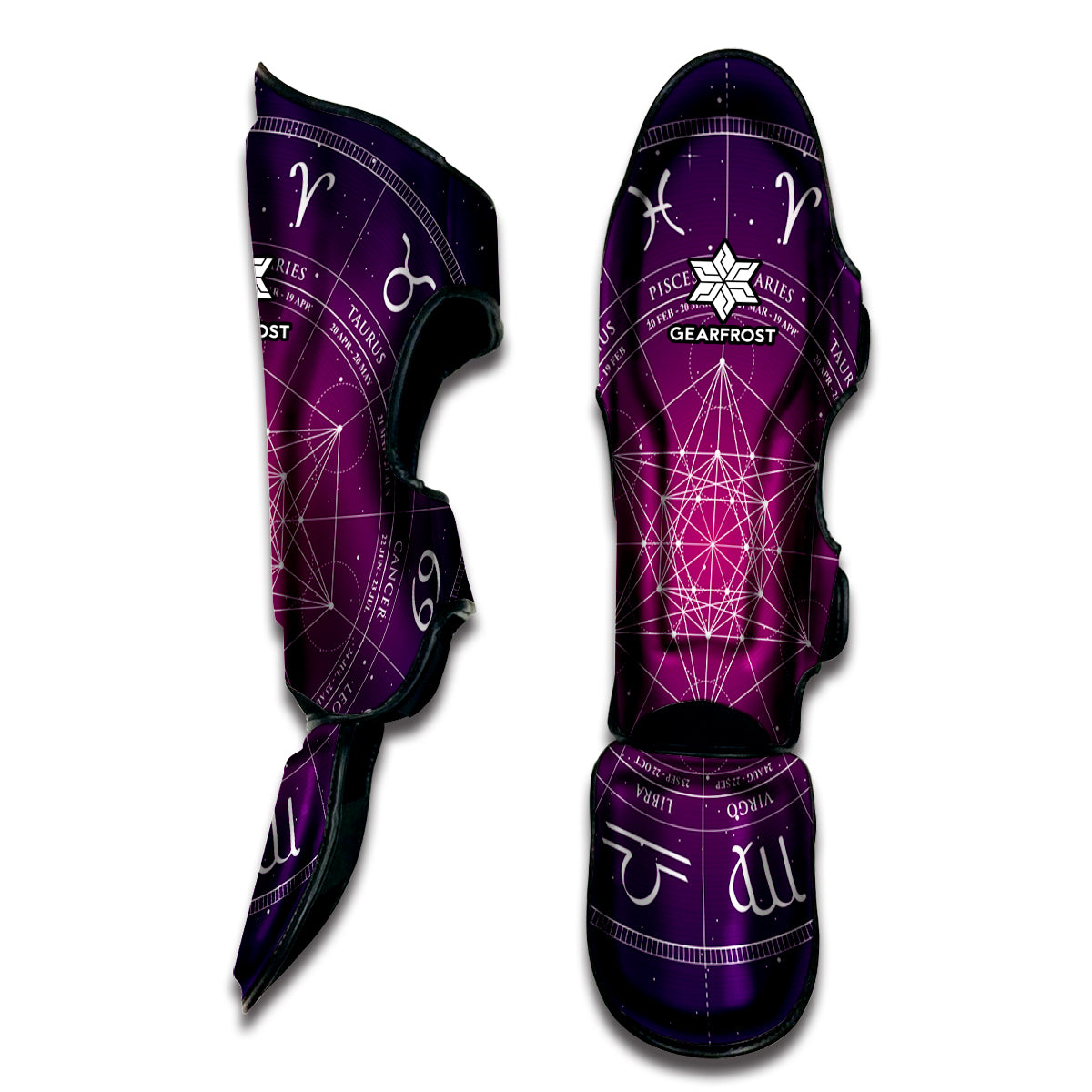 Geometric Zodiac Calendar Print Muay Thai Shin Guard