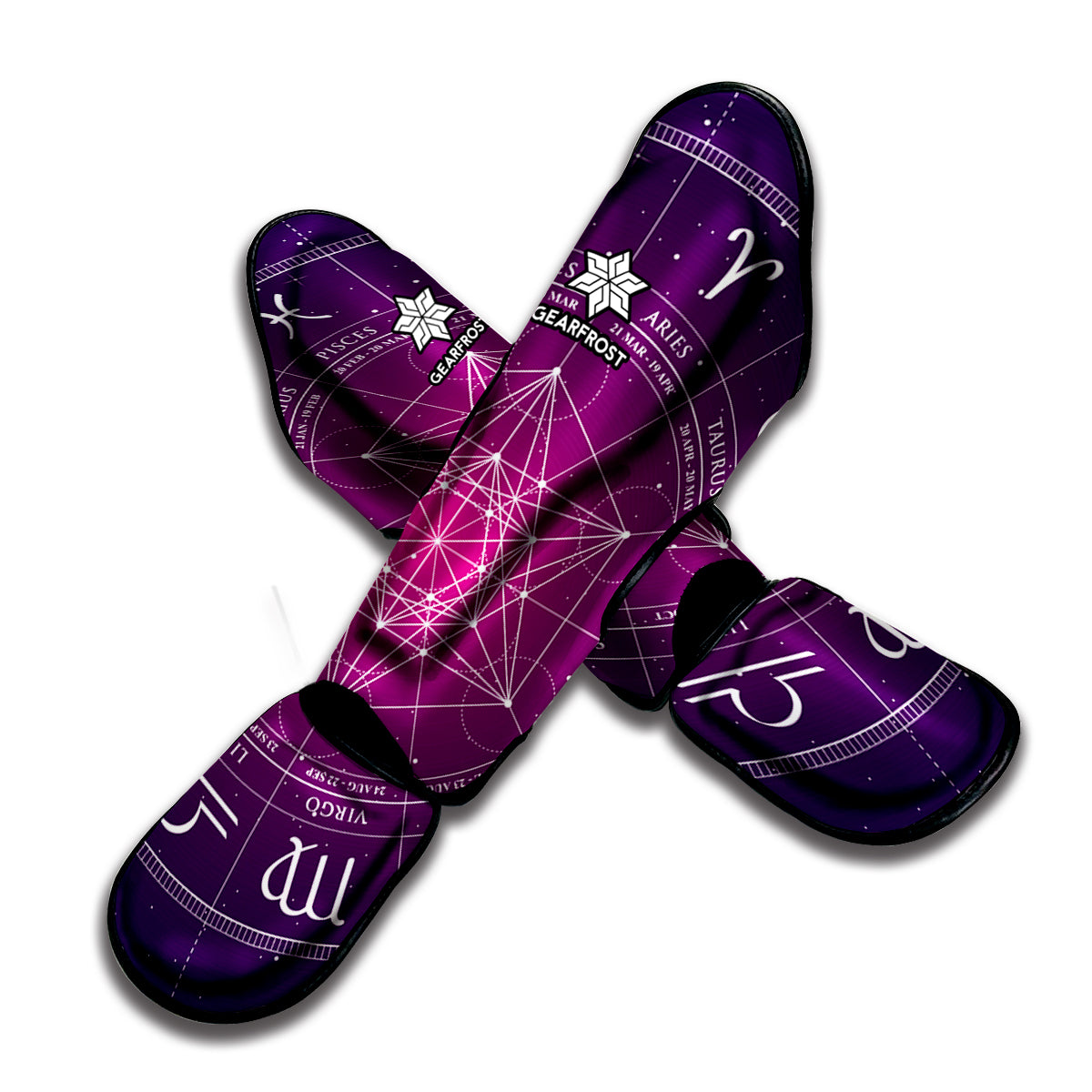 Geometric Zodiac Calendar Print Muay Thai Shin Guard
