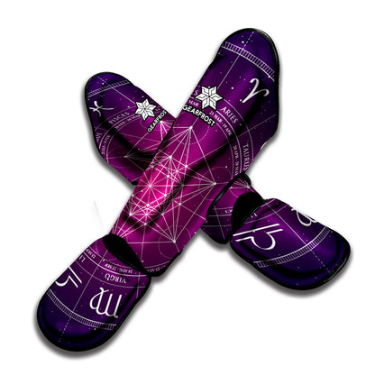 Geometric Zodiac Calendar Print Muay Thai Shin Guard
