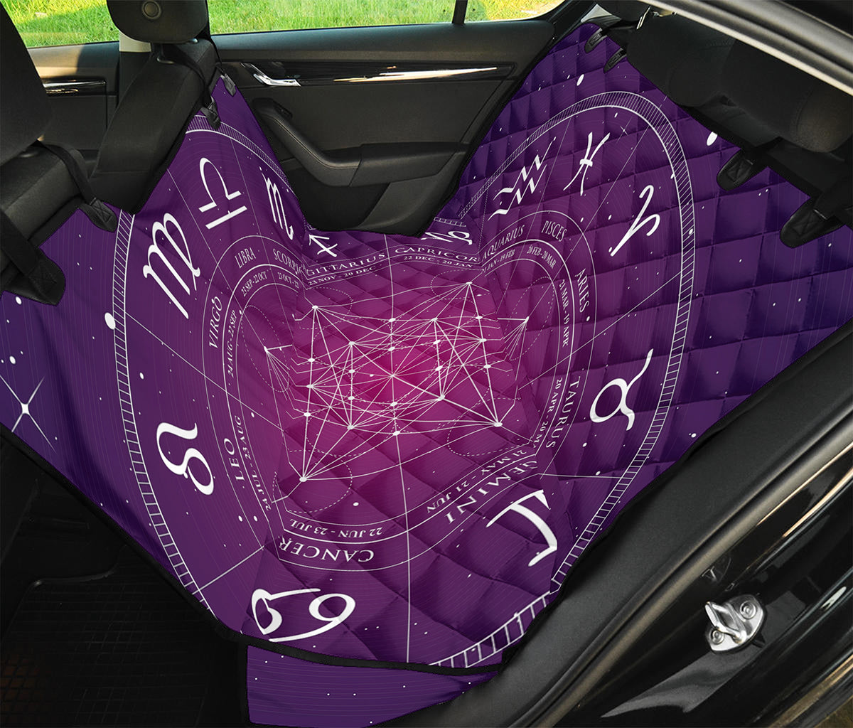 Geometric Zodiac Calendar Print Pet Car Back Seat Cover