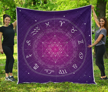 Geometric Zodiac Calendar Print Quilt