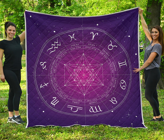 Geometric Zodiac Calendar Print Quilt