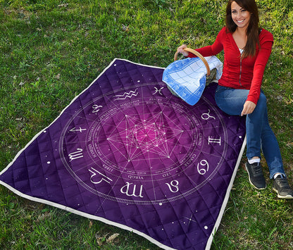 Geometric Zodiac Calendar Print Quilt