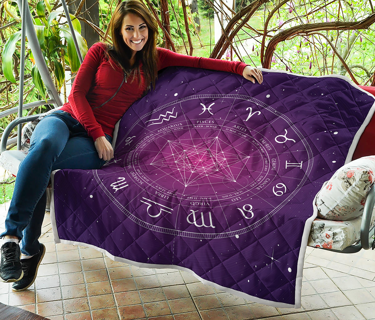 Geometric Zodiac Calendar Print Quilt
