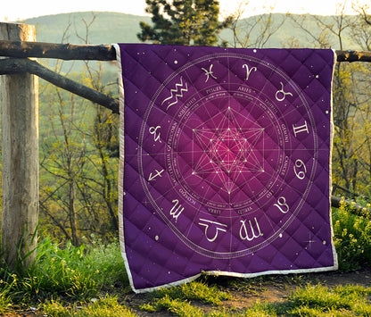Geometric Zodiac Calendar Print Quilt