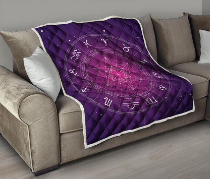 Geometric Zodiac Calendar Print Quilt