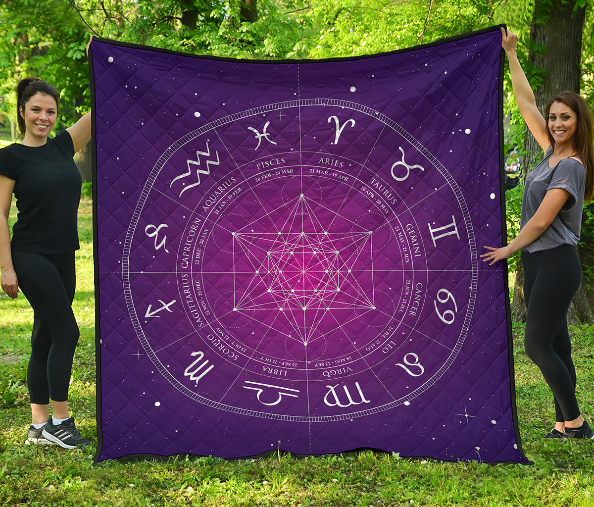 Geometric Zodiac Calendar Print Quilt