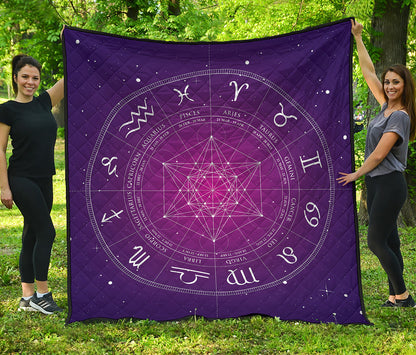 Geometric Zodiac Calendar Print Quilt