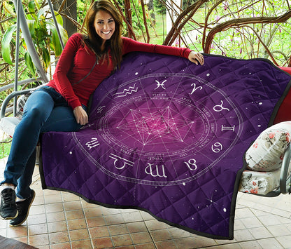 Geometric Zodiac Calendar Print Quilt
