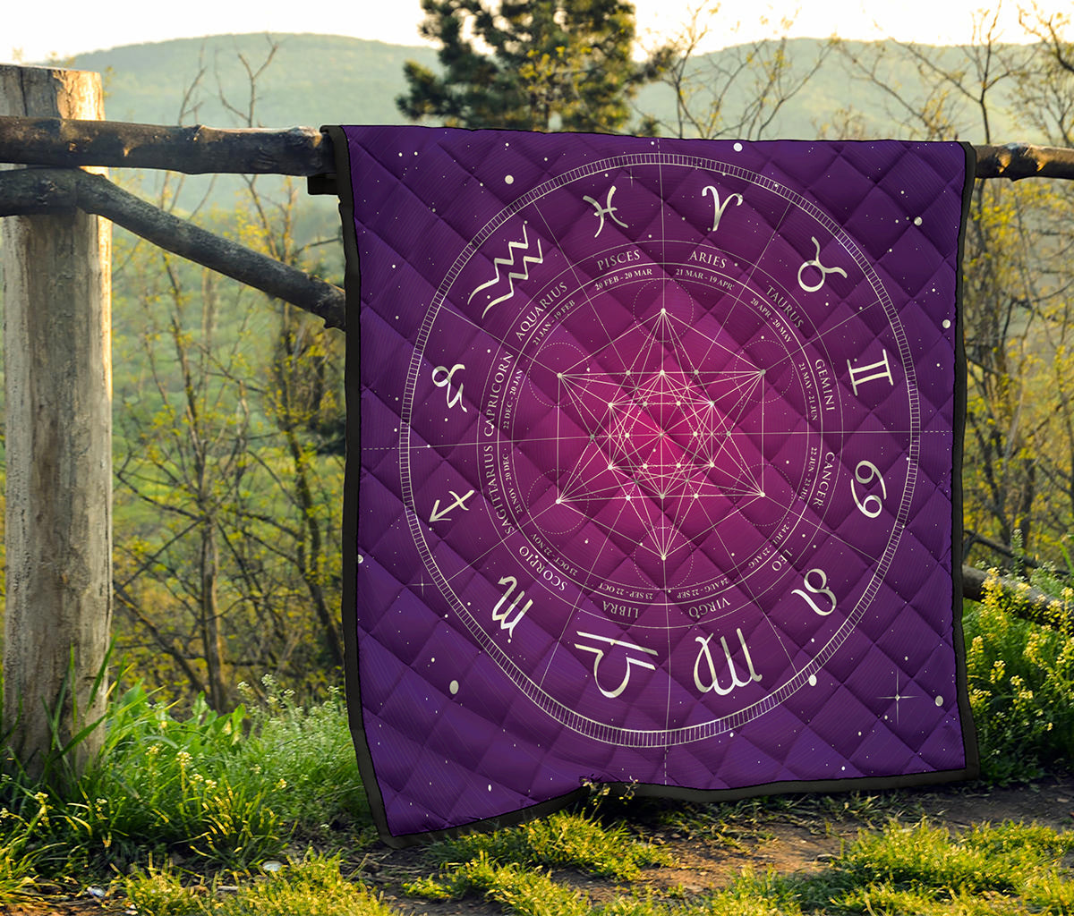 Geometric Zodiac Calendar Print Quilt