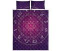 Geometric Zodiac Calendar Print Quilt Bed Set
