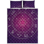 Geometric Zodiac Calendar Print Quilt Bed Set