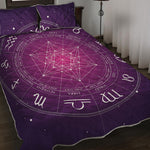 Geometric Zodiac Calendar Print Quilt Bed Set