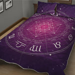 Geometric Zodiac Calendar Print Quilt Bed Set