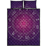 Geometric Zodiac Calendar Print Quilt Bed Set