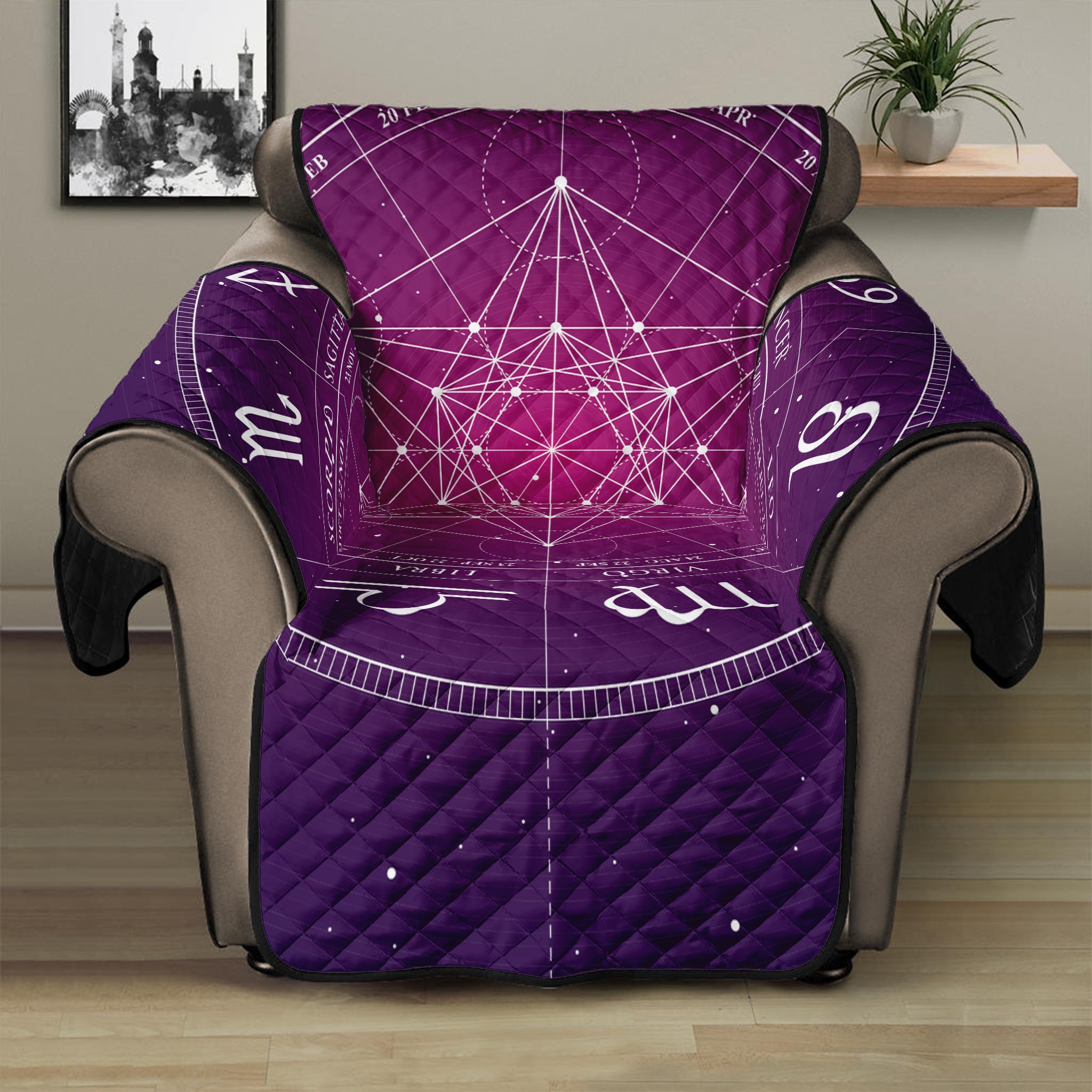 Geometric Zodiac Calendar Print Recliner Protector