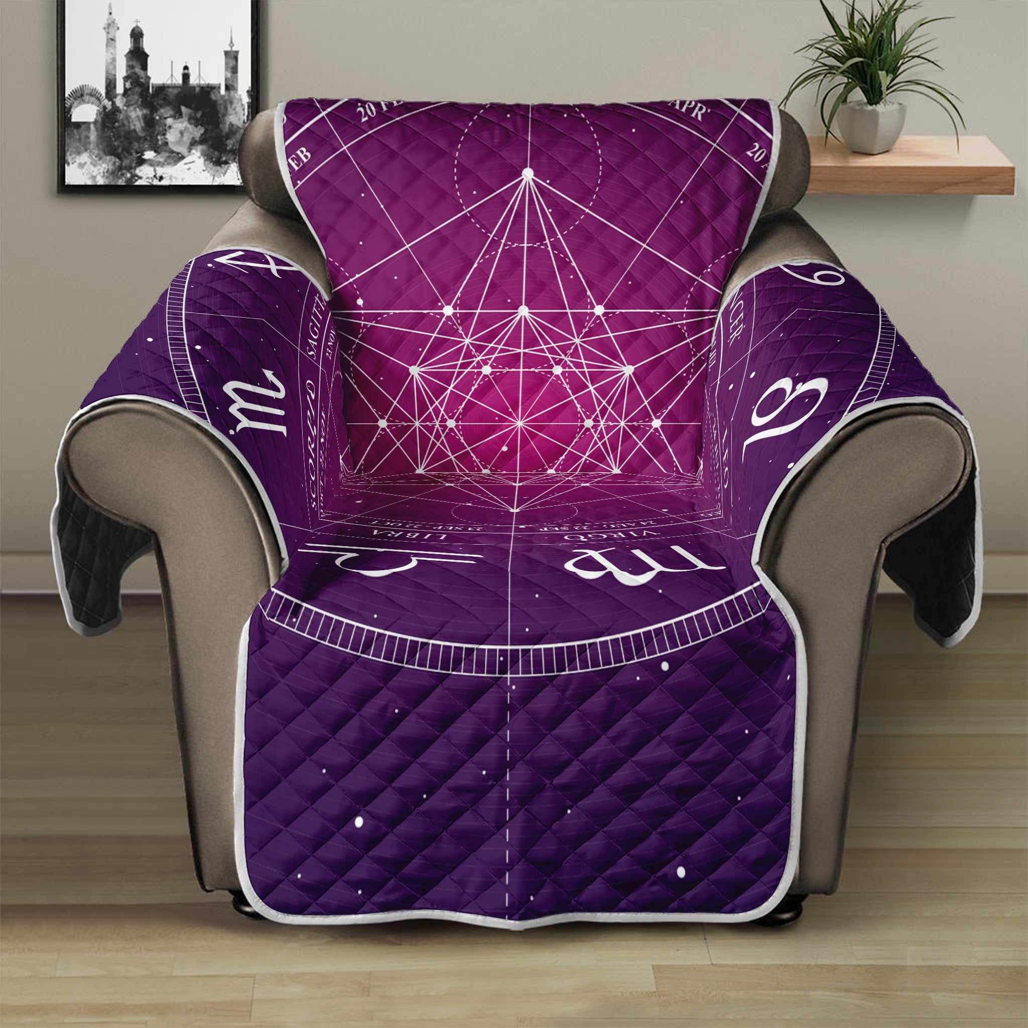 Geometric Zodiac Calendar Print Recliner Protector