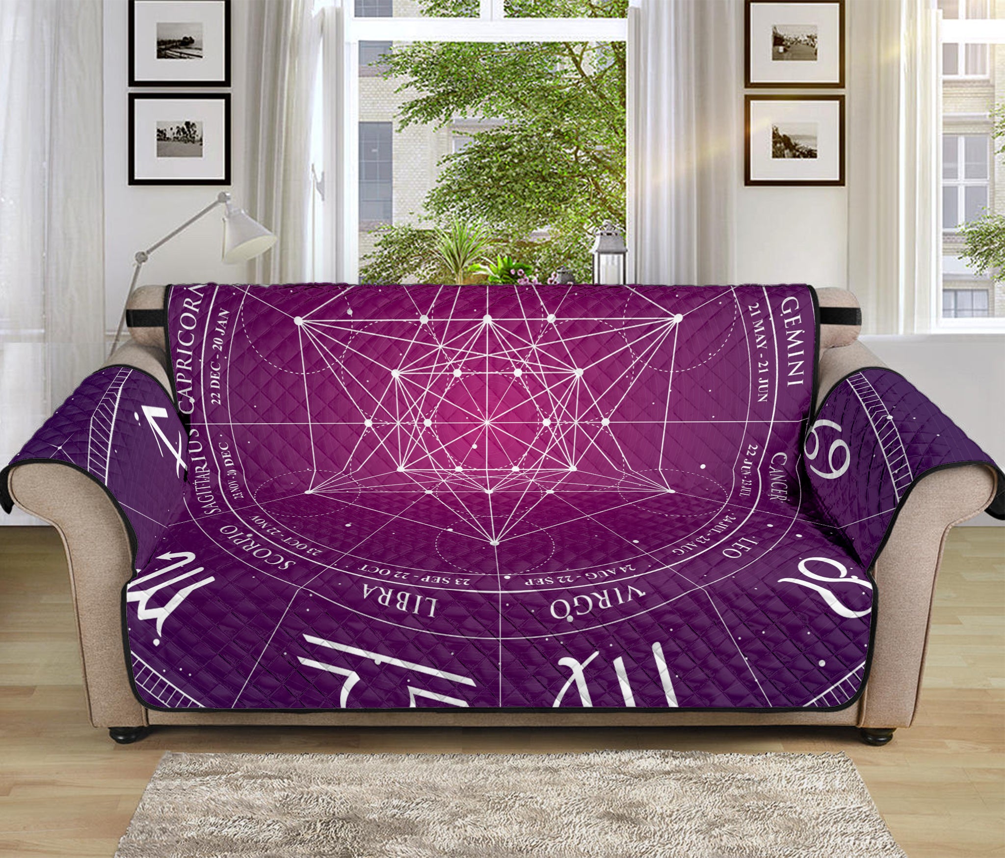 Geometric Zodiac Calendar Print Sofa Protector