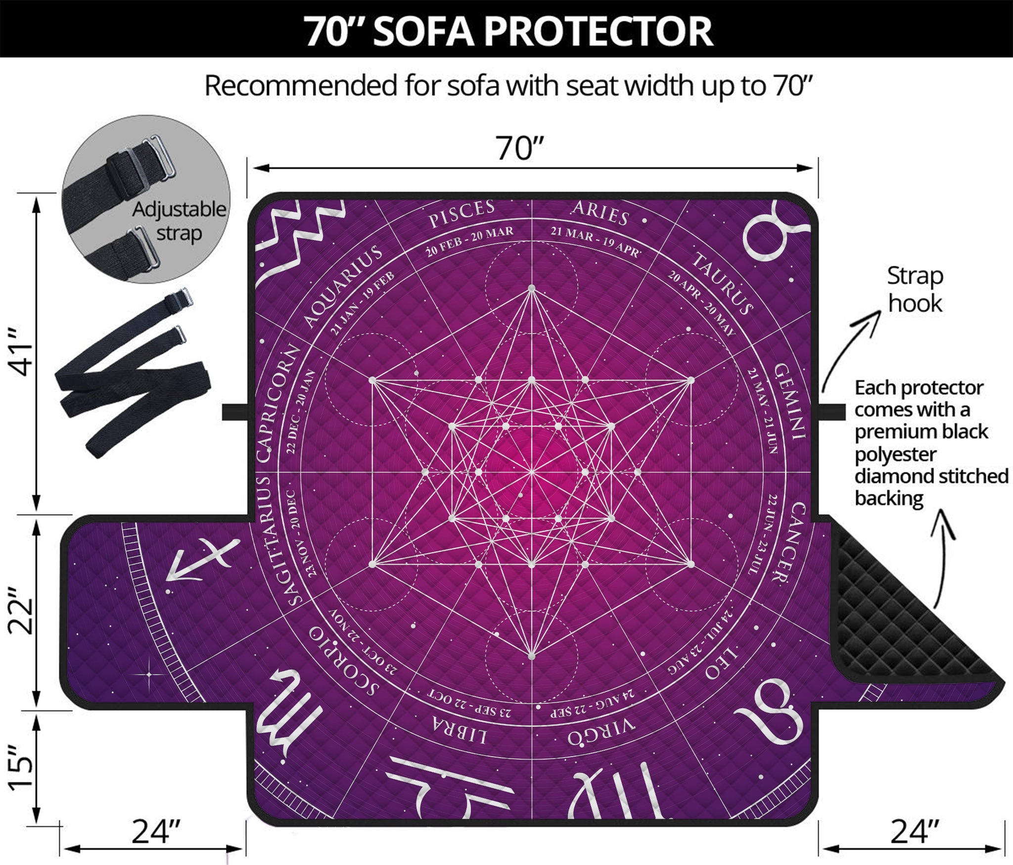 Geometric Zodiac Calendar Print Sofa Protector