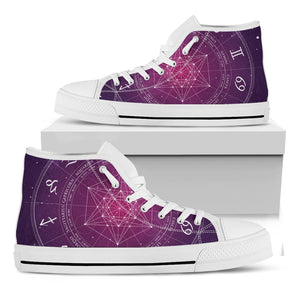 Geometric Zodiac Calendar Print White High Top Shoes