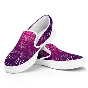 Geometric Zodiac Calendar Print White Slip On Shoes