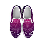 Geometric Zodiac Calendar Print White Slip On Shoes