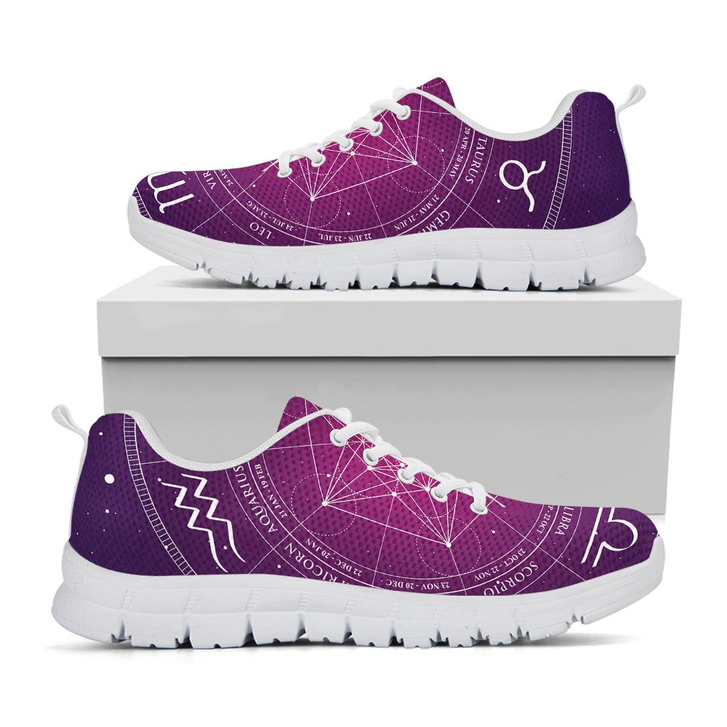 Geometric Zodiac Calendar Print White Sneakers