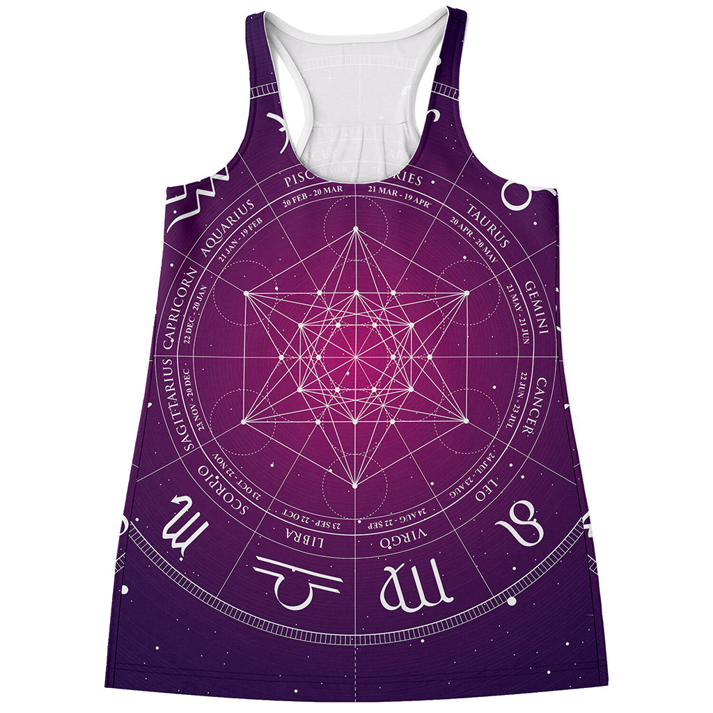 Geometric Zodiac Calendar Print Women's Racerback Tank Top