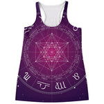 Geometric Zodiac Calendar Print Women's Racerback Tank Top