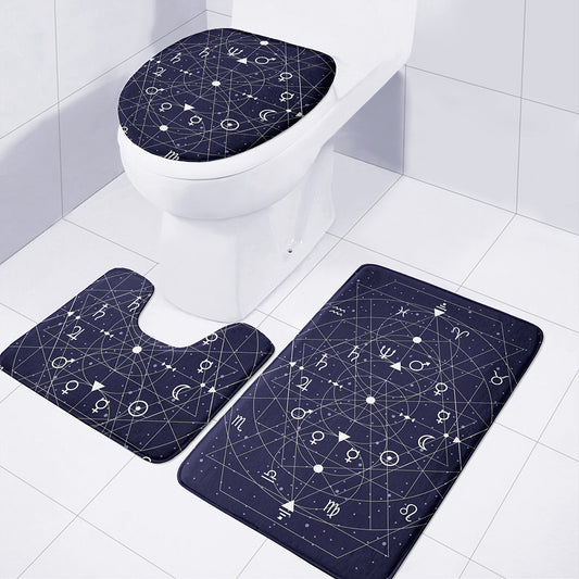 Geometric Zodiac Signs Print 3 Piece Bath Mat Set