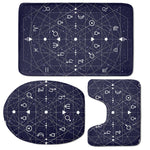 Geometric Zodiac Signs Print 3 Piece Bath Mat Set