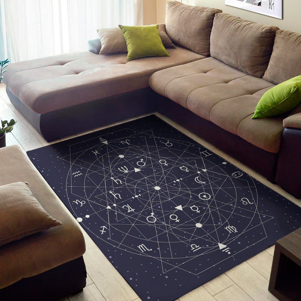 Geometric Zodiac Signs Print Area Rug