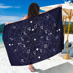 Geometric Zodiac Signs Print Beach Sarong Wrap