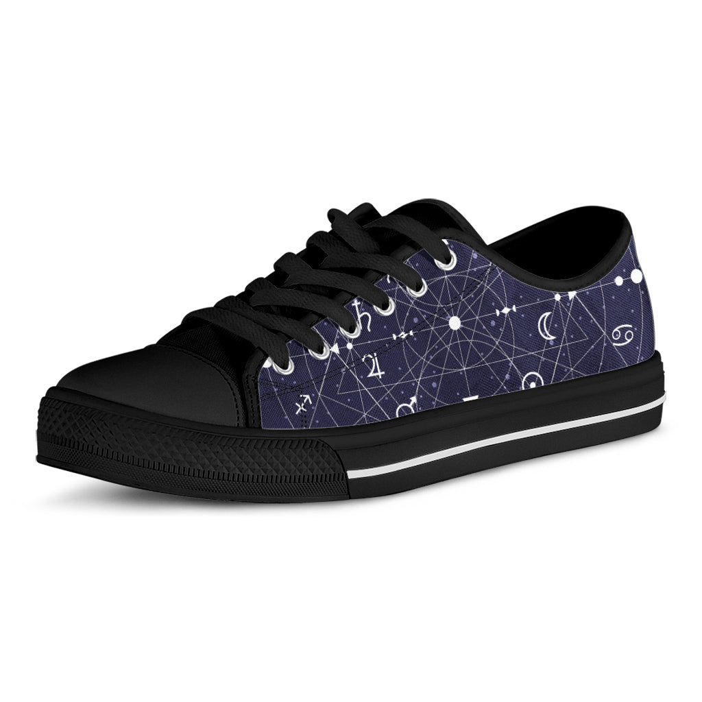 Geometric Zodiac Signs Print Black Low Top Shoes 