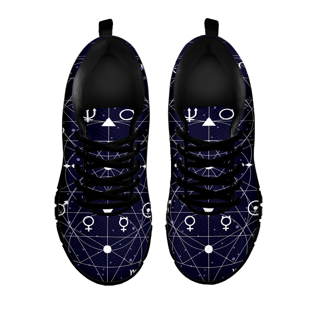 Geometric Zodiac Signs Print Black Sneakers