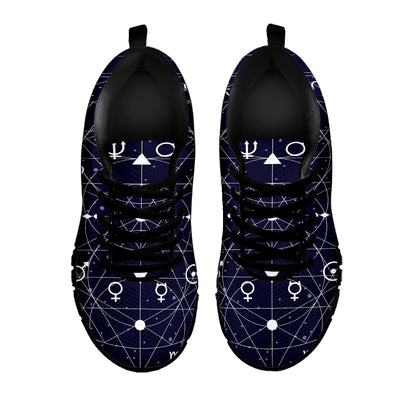 Geometric Zodiac Signs Print Black Sneakers