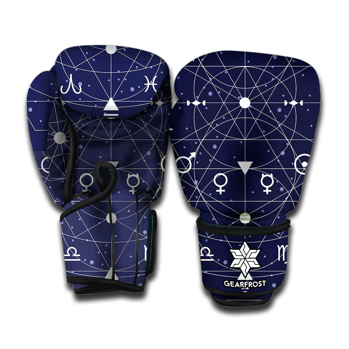 Geometric Zodiac Signs Print Boxing Gloves