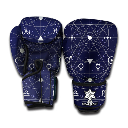 Geometric Zodiac Signs Print Boxing Gloves