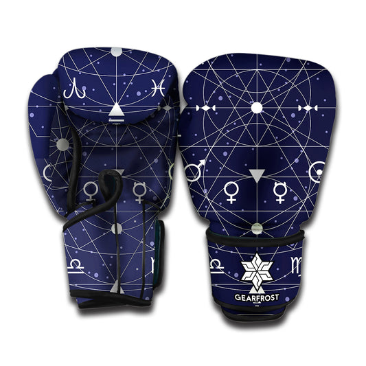 Geometric Zodiac Signs Print Boxing Gloves